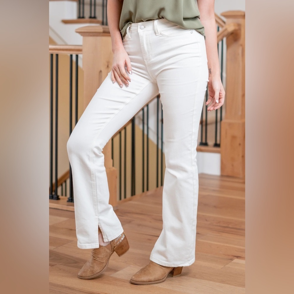 Judy Blue Classic White Split Hem Bootcut Women's Denim Jeans 88643 size 3/26 - Picture 3 of 4